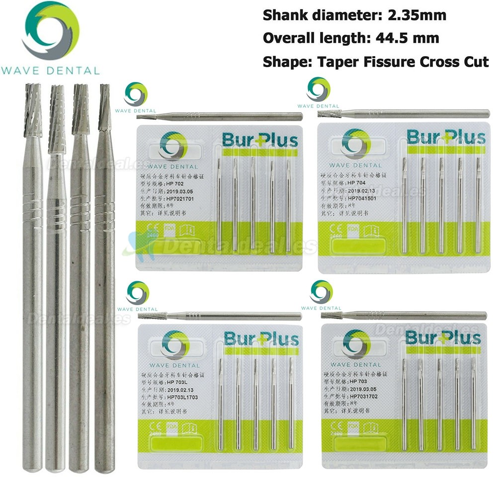 10Pcs HP 702 703 703L 704 Bur Dental Carbide Taper Fissure Cross Cut Burs